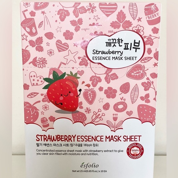 Esfolio Strawberry Essence Face Mask Sheet Moisturizing Facial Treatment - Picture 5 of 12